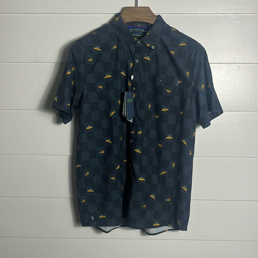 William Murry It's In The Bag Golf Shirt Mens Large Taxi Print New with tags